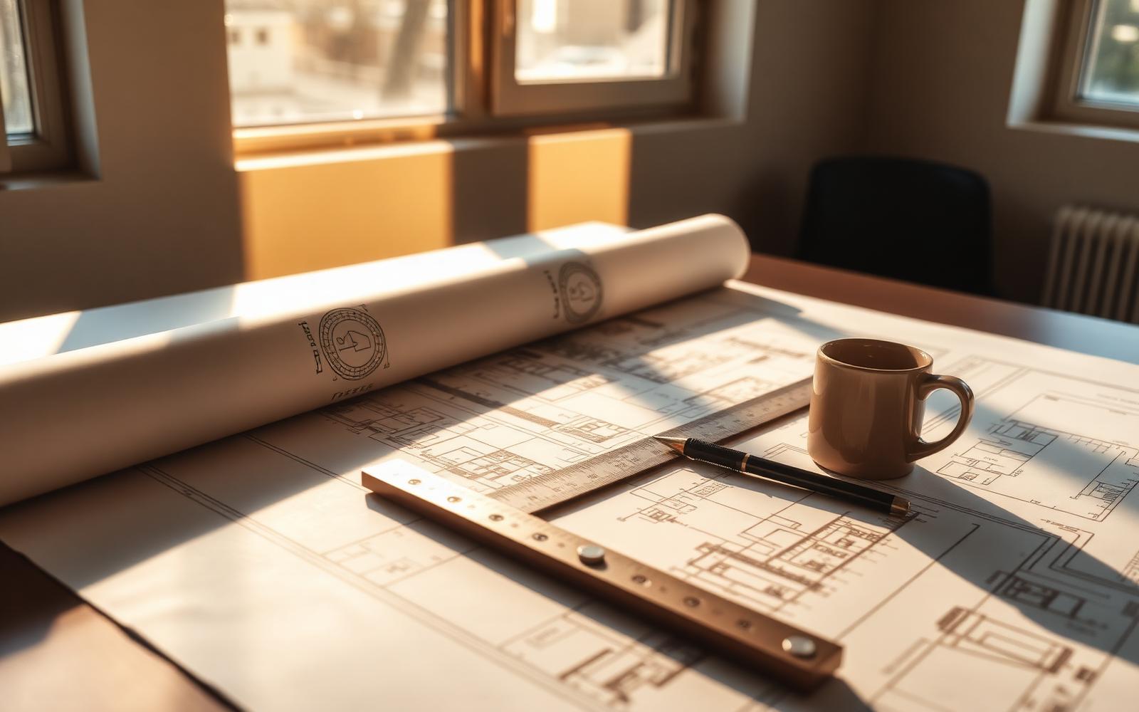 Engineer reviewing sealed structural plans