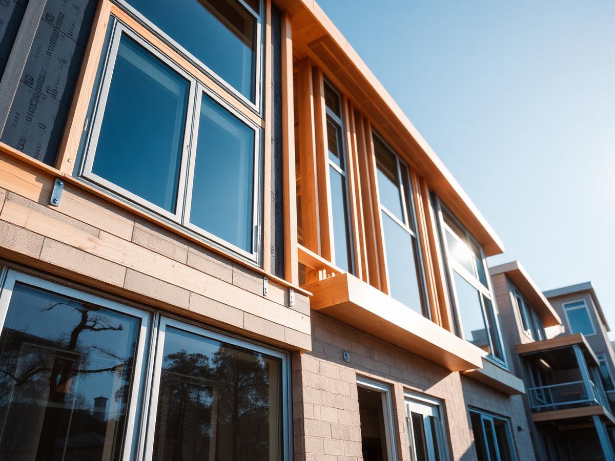 Impact-rated windows and glass doors being installed on a new building